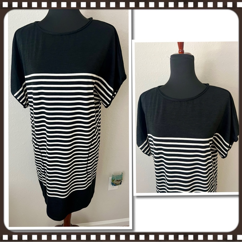 NWT MAX STUDIO LONDON BLACK/WHITE KNIT DRESS SZ L